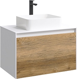 Aqwella Тумба с раковиной Mobi 80 белый/дуб балтийский – фотография-1